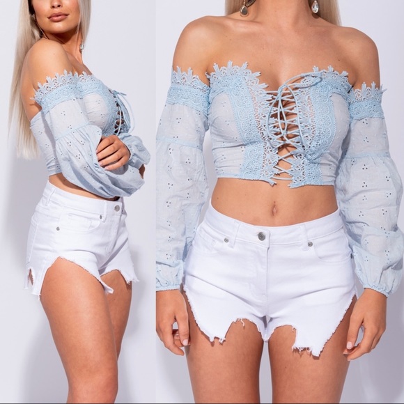 Just In! Lolita - Broderie Corset Crop Top - Picture 5 of 7